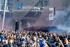 Ajax Amsterdam Supporters Celebrate The Achievement Of The 35Th National Title In Club History