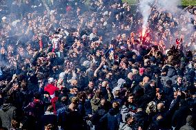 Ajax Amsterdam Supporters Celebrate The Achievement Of The 35Th National Title In Club History