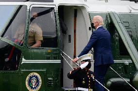 U.S. President Joe Biden and First Lady Jill Biden board Marine One on the Ellipse of the White House in Washington