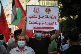 Protest Against Postpone The Palestinian Elections - Gaza