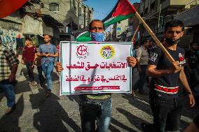 Protest Against Postpone The Palestinian Elections - Gaza