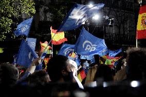 Supporters Of Partido Pupular (PP) Celebrate The Victory In Madrid Regional Elections