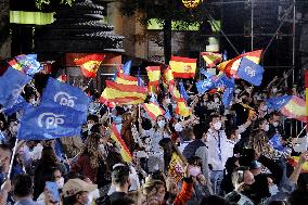Supporters Of Partido Pupular (PP) Celebrate The Victory In Madrid Regional Elections