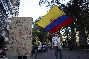 Colombians Protest Against Tax Reform in Their Country - Mexico City