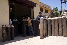 Workers Sort Oxygen Cylinders - Rajasthan