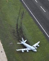 Patrol plane veers off runway in central Japan