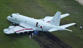 Patrol plane veers off runway in central Japan