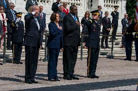 President Biden lays a wreath at Tomb of the Unknown Solider at Arlington National Cemetery