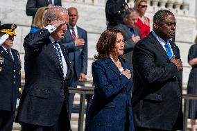 President Biden lays a wreath at Tomb of the Unknown Solider at Arlington National Cemetery