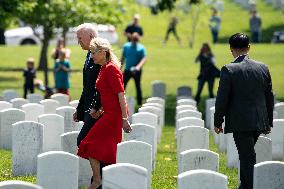 President Biden lays a wreath at Tomb of the Unknown Solider at Arlington National Cemetery