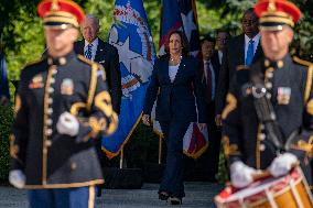 President Biden lays a wreath at Tomb of the Unknown Solider at Arlington National Cemetery