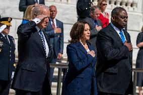 President Biden lays a wreath at Tomb of the Unknown Solider at Arlington National Cemetery
