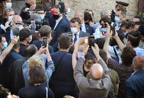 President Macron Visits Saint-Cirq-Lapopie