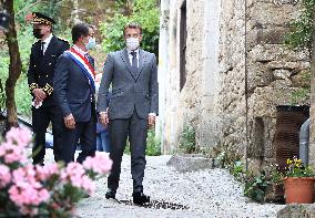 President Macron Visits Saint-Cirq-Lapopie