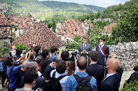 President Macron Visits Saint-Cirq-Lapopie