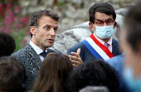 President Macron Visits Saint-Cirq-Lapopie