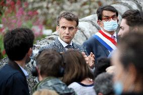 President Macron Visits Saint-Cirq-Lapopie