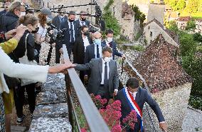 President Macron Visits Saint-Cirq-Lapopie