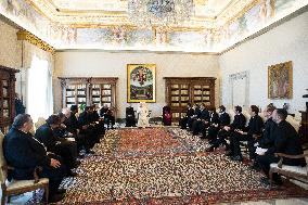 Pope Francis meets with Priests of St. Louis of the French Boarding School