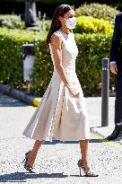 Queen Letizia During Inauguration Of Emilia Pardo Bazan Exhibition - Madrid