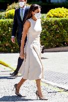 Queen Letizia During Inauguration Of Emilia Pardo Bazan Exhibition - Madrid