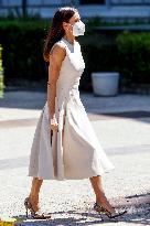 Queen Letizia During Inauguration Of Emilia Pardo Bazan Exhibition - Madrid