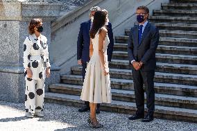 Queen Letizia During Inauguration Of Emilia Pardo Bazan Exhibition - Madrid