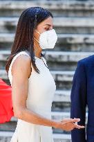 Queen Letizia During Inauguration Of Emilia Pardo Bazan Exhibition - Madrid