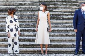 Queen Letizia During Inauguration Of Emilia Pardo Bazan Exhibition - Madrid