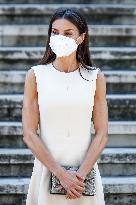 Queen Letizia During Inauguration Of Emilia Pardo Bazan Exhibition - Madrid