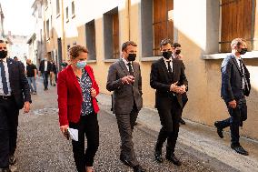 President Macron During A Day Visit In The Drome