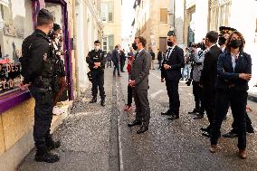 President Macron During A Day Visit In The Drome