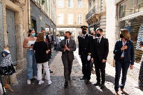 President Macron During A Day Visit In The Drome