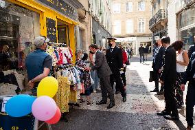 President Macron During A Day Visit In The Drome