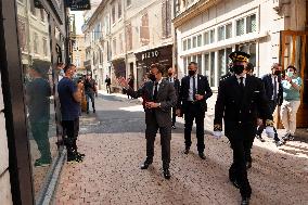 President Macron During A Day Visit In The Drome