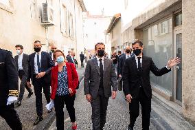 President Macron During A Day Visit In The Drome