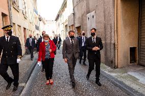 President Macron During A Day Visit In The Drome