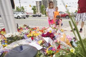 Tribute At The Scene Of Sunday's Hate-Motivated Vehicle Attack - Ontario