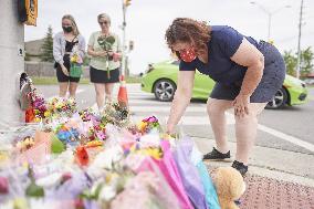Tribute At The Scene Of Sunday's Hate-Motivated Vehicle Attack - Ontario