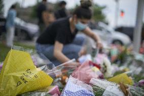 Tribute At The Scene Of Sunday's Hate-Motivated Vehicle Attack - Ontario