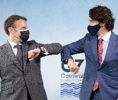 G7 Summit - Justin Trudeau and Emmanuel Macron