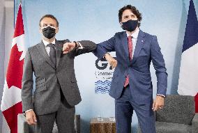 G7 Summit - Justin Trudeau and Emmanuel Macron