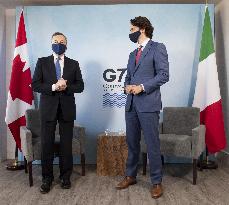 G7 Summit - Justin Trudeau and Mario Draghi