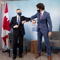 G7 Summit - Justin Trudeau and Mario Draghi