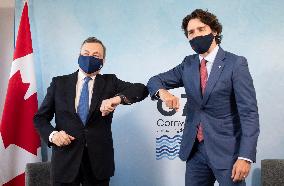 G7 Summit - Justin Trudeau and Mario Draghi