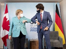 G7 Summit - Justin Trudeau and Angela Merkel