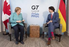 G7 Summit - Justin Trudeau and Angela Merkel