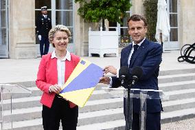 Emmanuel Macron Meets With Ursula Von Der Leyen - Paris