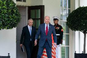 Joe Biden Speaks to Reporters Outside West Wing on Infrustructure Negotiations