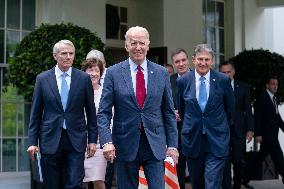 Joe Biden Speaks to Reporters Outside West Wing on Infrustructure Negotiations